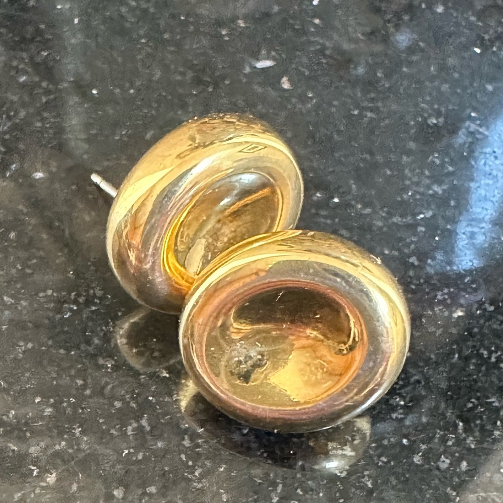 Vintage Liz Claiborne Gold-tone Button Earrings